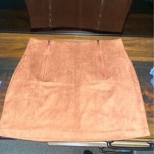 Orange/brown Suede Mini Skirt NWOT